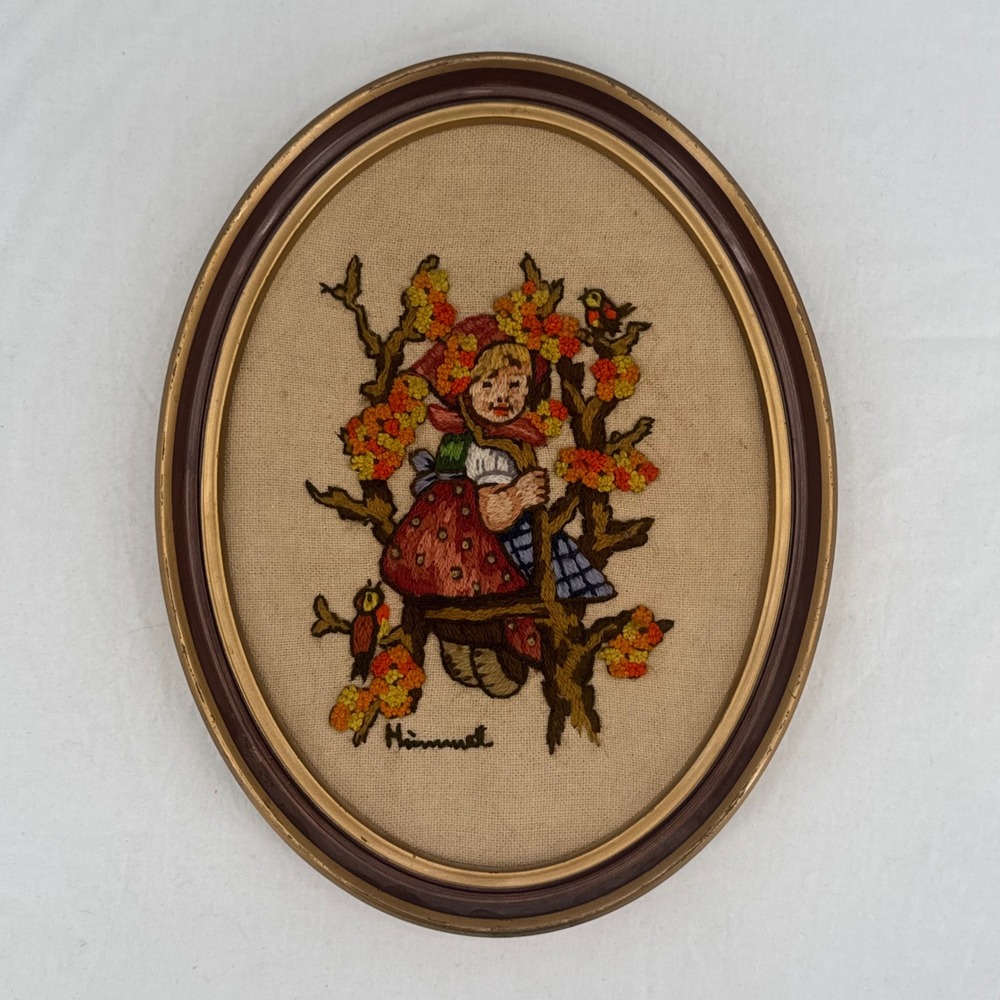 Vtg 1970s Paragon Needlecraft Crewel Needlepoint Embroidery Framed Wall Art 9x12